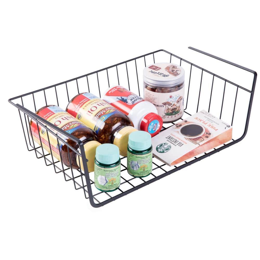 Basicwise Hanging Under Shelf Metal Storage Basket, Set of 2