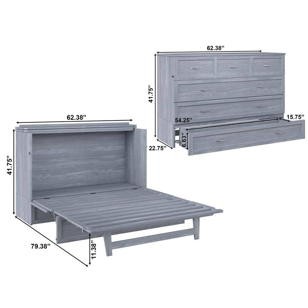 Deerfield Murphy Bed Chest Queen Driftwood with Charging Station
