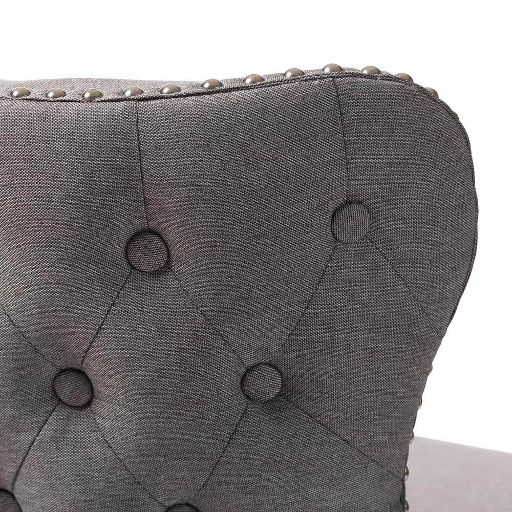 Gradisca Swivel Barstools with Button-Tufting & Nail Heads Trim: Polyester Upholstery - Baxton Studio