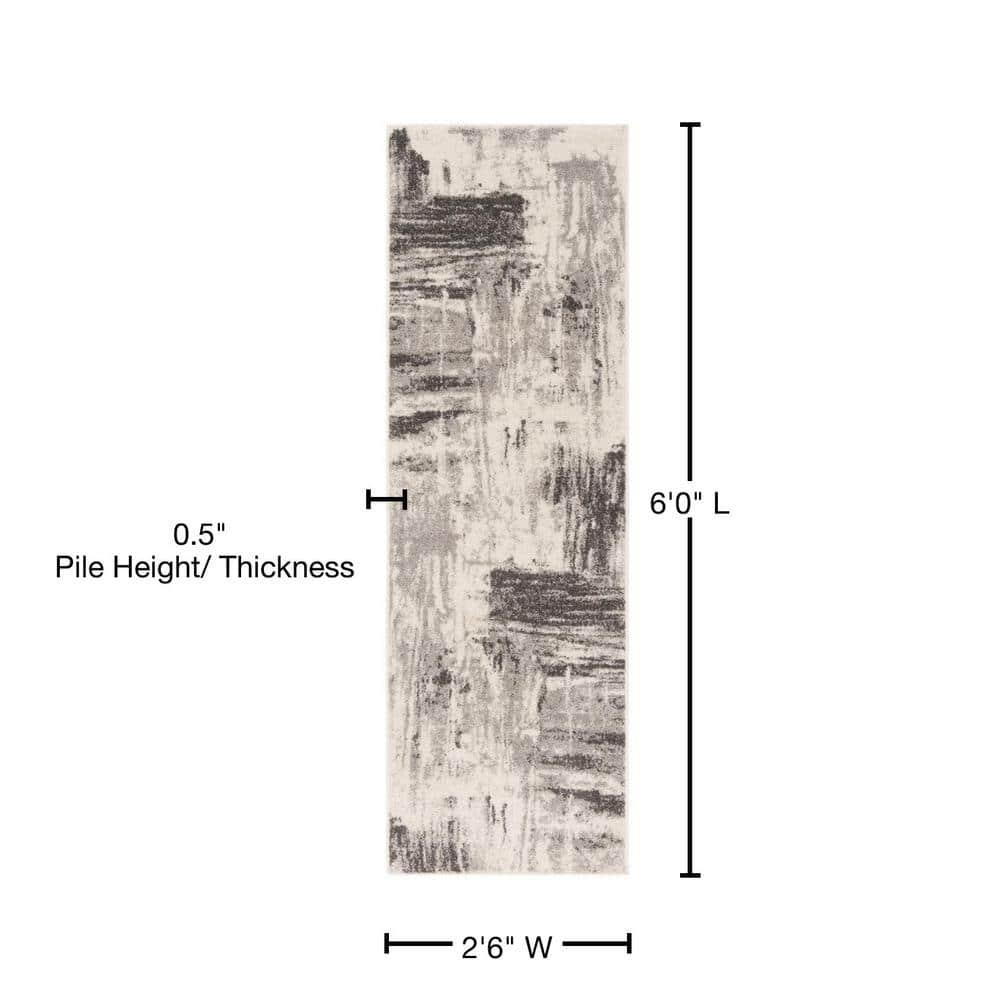 Adirondack ADR133 Machine Made Indoor Runner - Ivory/Grey - 2'-6"x6' - Safavieh