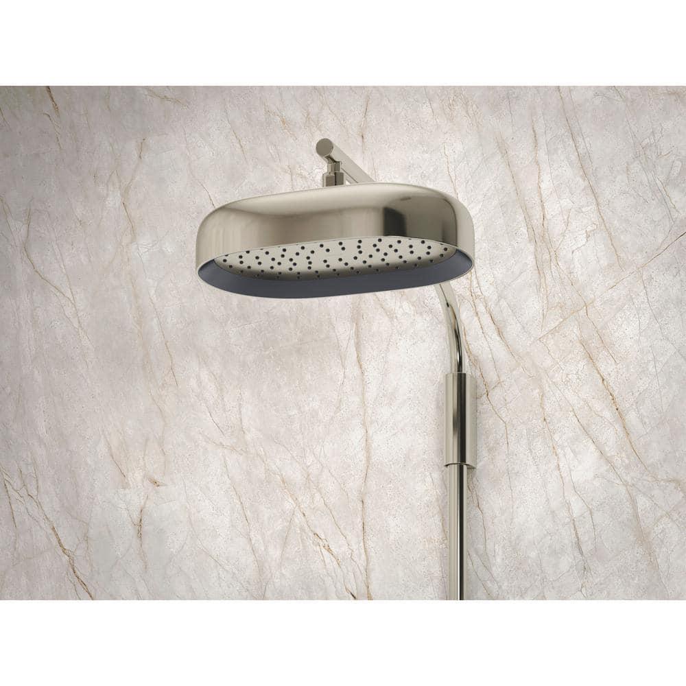 Statement 14" Single-Function Wall or Ceiling-Mount Round Rainhead, Oblong Rain Showerhead 2.5 GPM