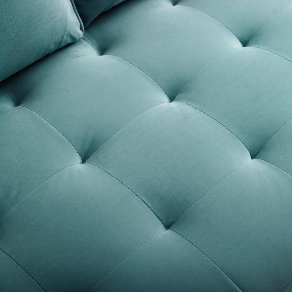 Modway Valour Modern Performance Velvet Loveseat in Mint Green/Walnut