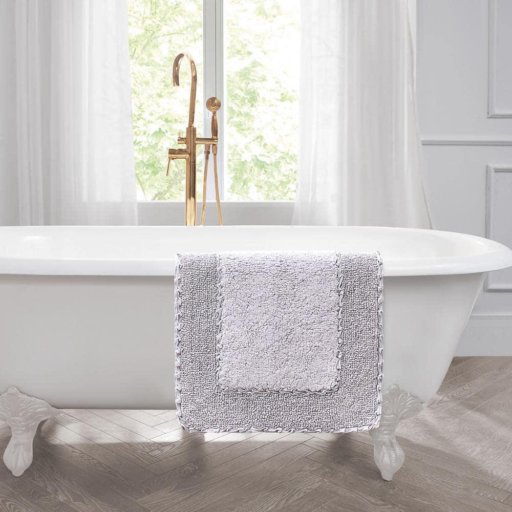 Lavender Cotton Ruffle Border Bath Rug Set, 20" x 32"