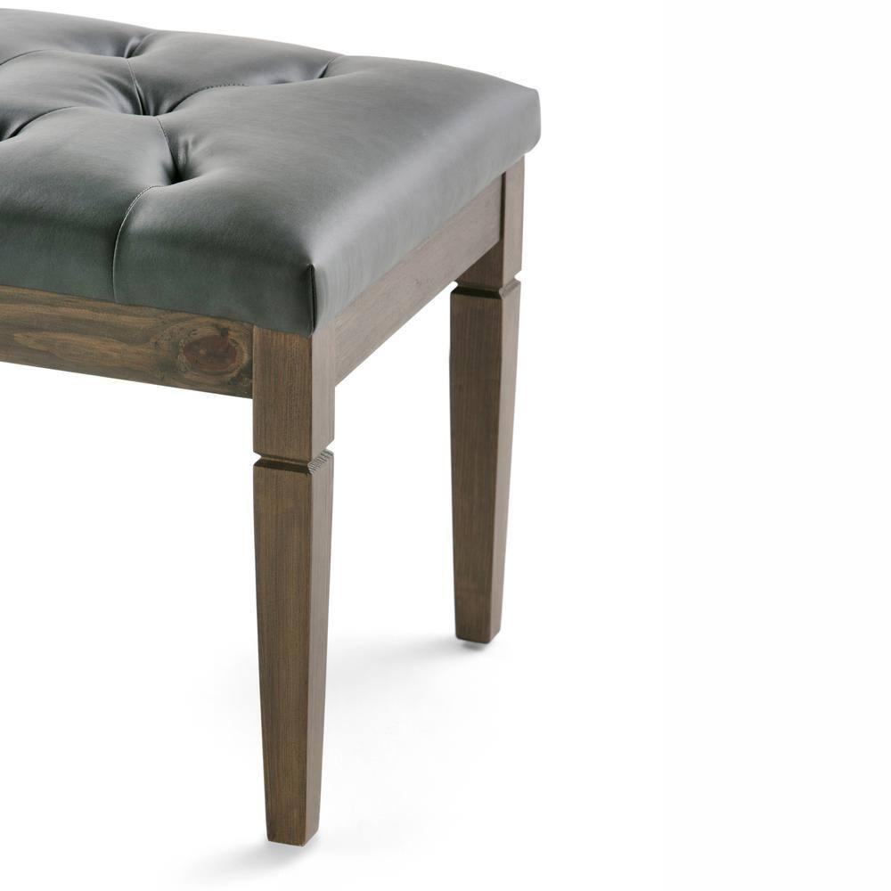 SIMPLIHOME Waverly 48 inch Wide Traditional Rectangle Tufted Ottoman Bench in Slate Grey Vegan Faux Leather, Assembled, For the Living Room and Bedroom