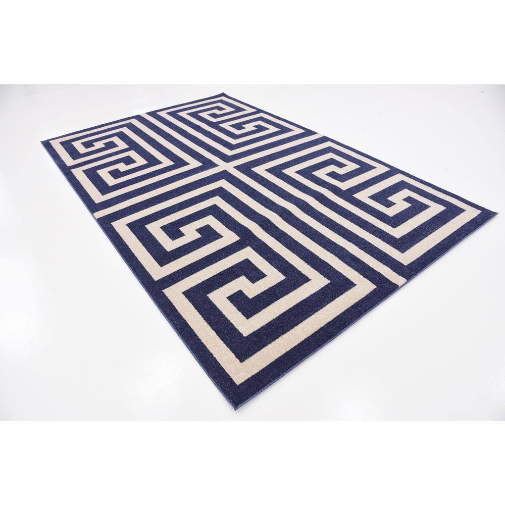 Unique Loom Athens Collection Area Rug - Greek Key (6' 1" x 9' Rectangle Navy Blue/Beige)
