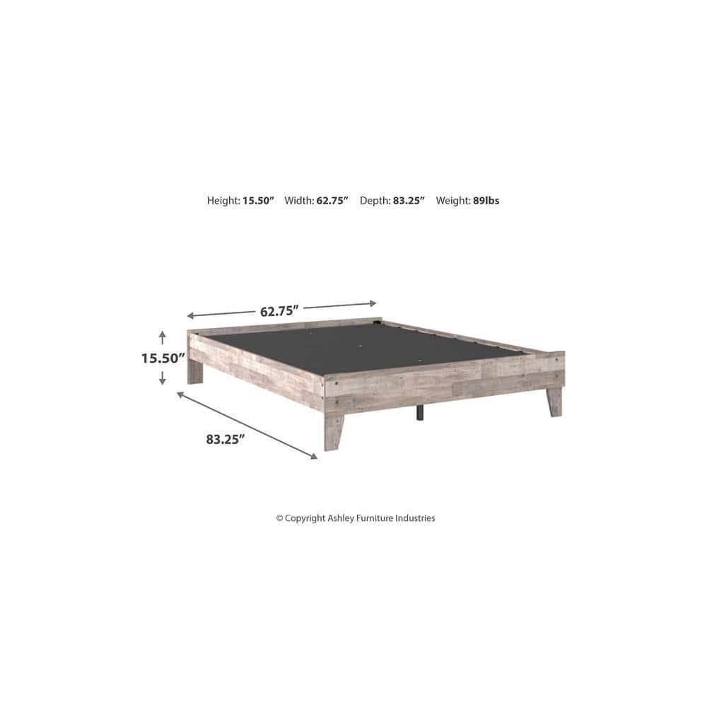 Signature Design by Ashley Queen Neillsville Platform Bed Whitewash: Beach Chic Urban Style, Pine Grain, No Box Spring Needed