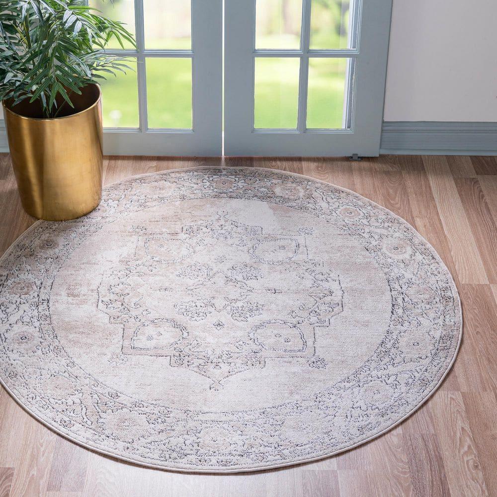 Portland Canby Ivory/Beige 5 ft. x 5 ft. Round Area Rug