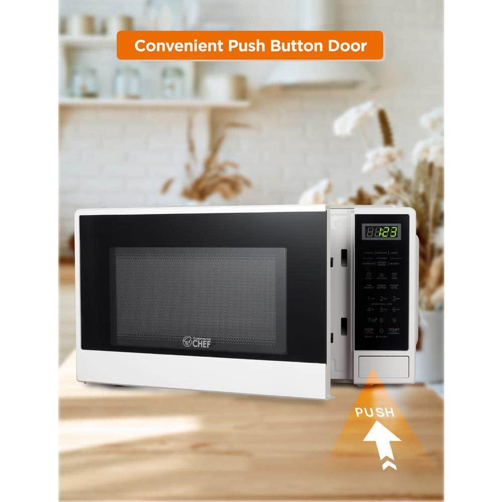 COMMERCIAL CHEF 1.1 Cu Ft Microwave with 10 Power Levels, Small Microwave with Push Button