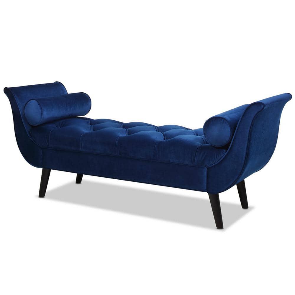 Alma Tufted Flared Arm Entryway Bench Navy Blue