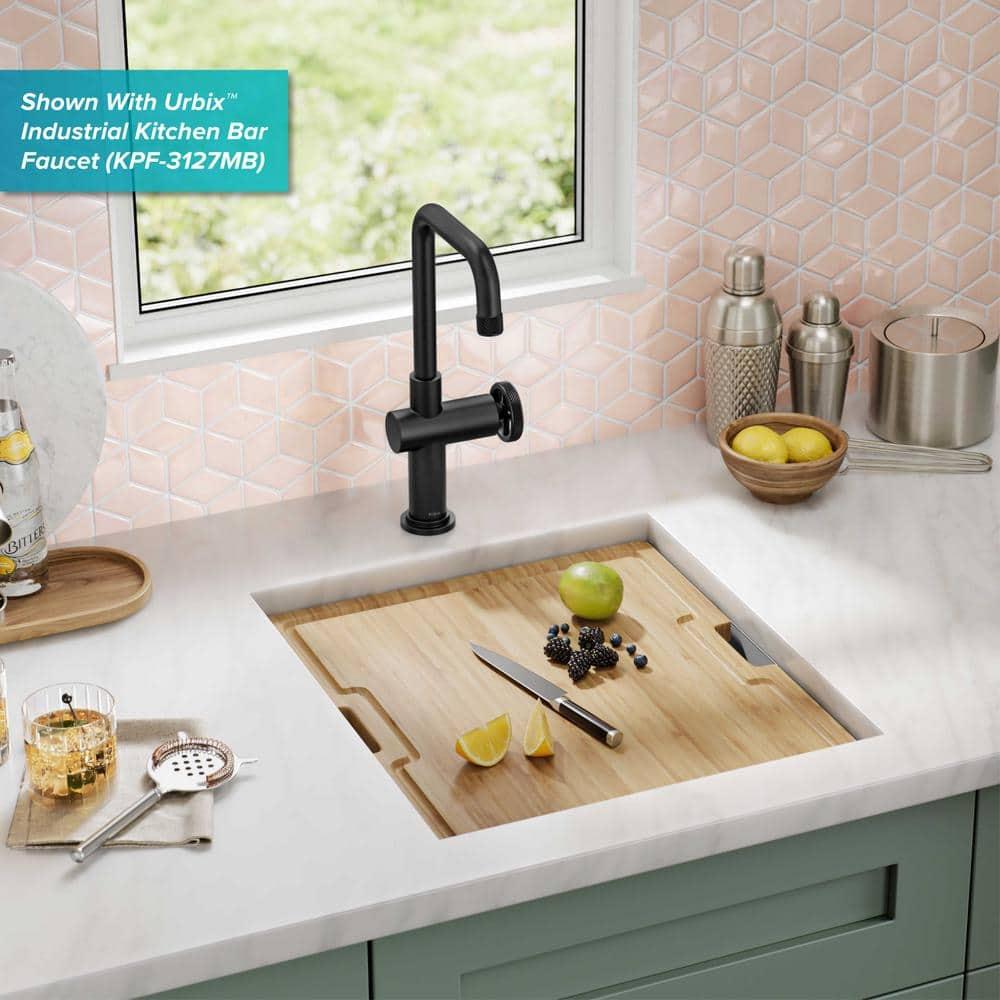 KRAUS Kore™ Workstation 17-inch L Undermount 16 Gauge Single Bowl Stainless Steel Bar Kitchen Sink