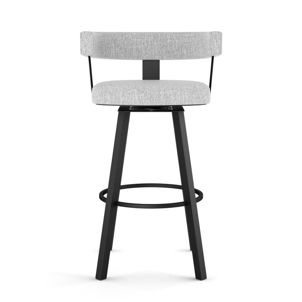 Amisco Parker 26 In. Swivel Counter Stool - Grey White Polyester / Black Metal