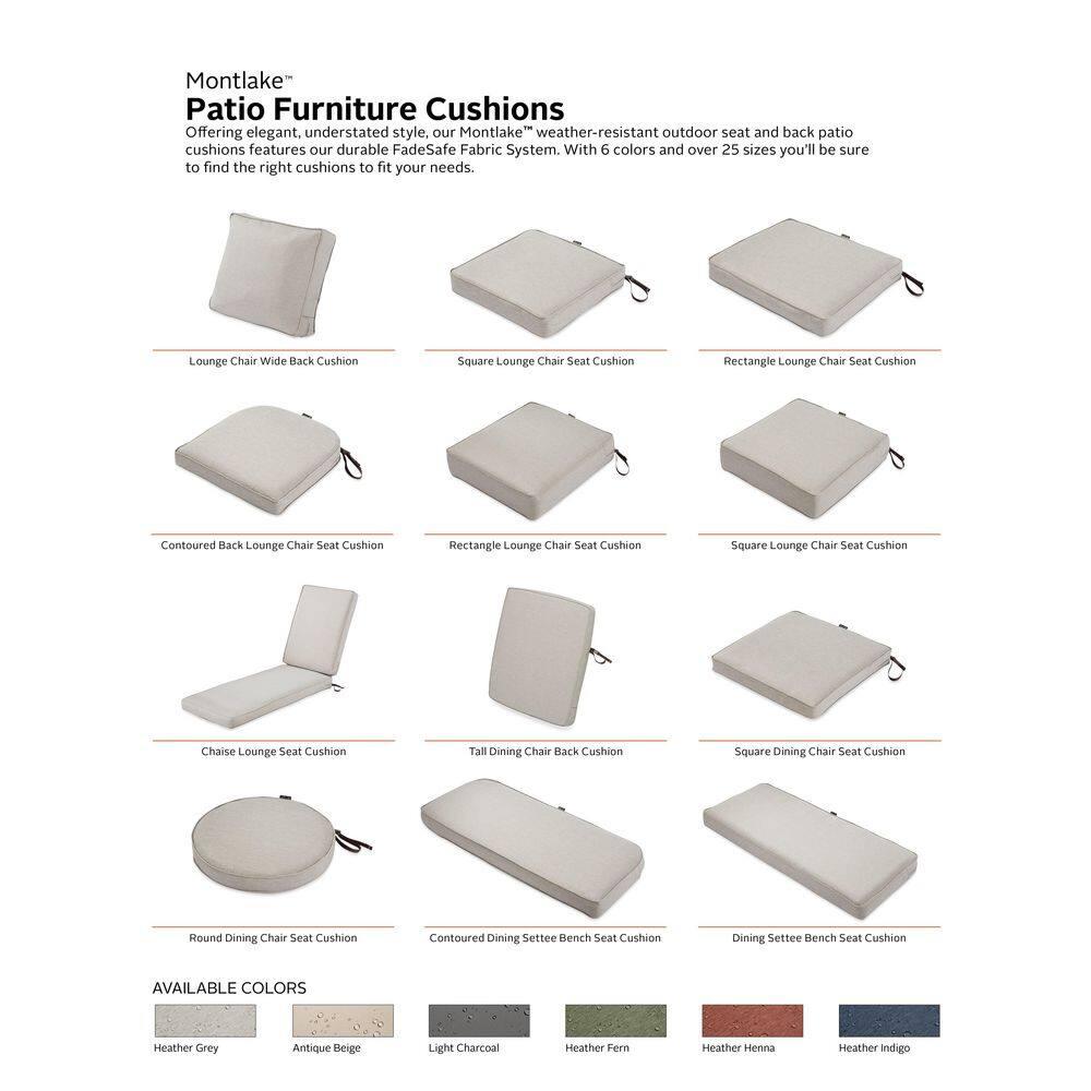 Classic Accessories Montlake FadeSafe Water-Repellent 48 x 18 x 3 Inch Outdoor Bench Cushion, Heather Grey