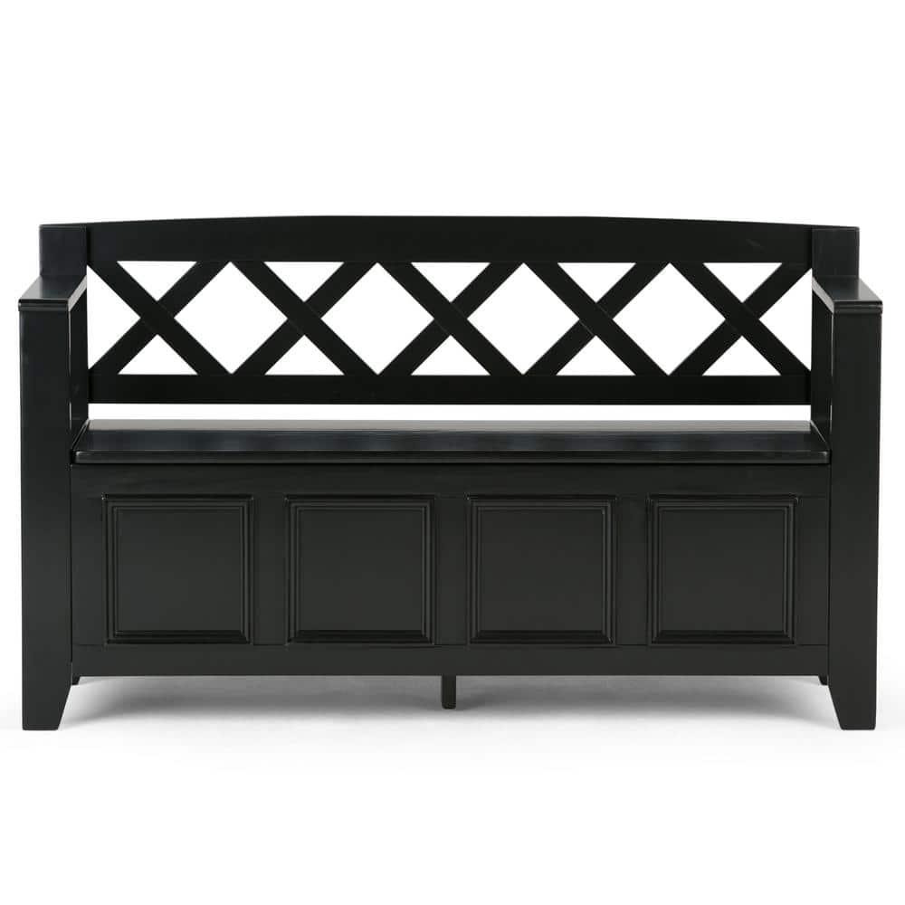 Simpli Home Amherst 48"W Solid Wood Entryway Storage Bench with Lift-Top Lid and Dual Compartments