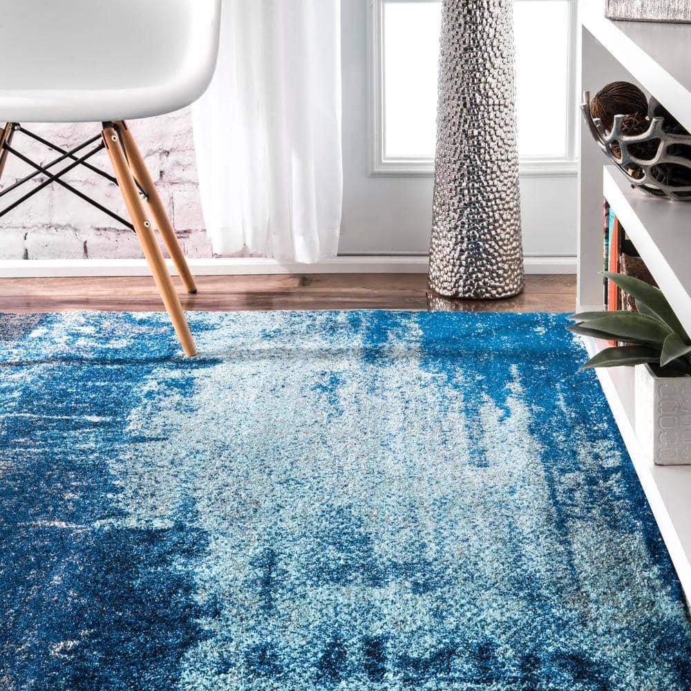 Nuloom Alayna Abstract 3x5 Accent Indoor Area Rug for Living Room Bedroom Dining Room Entryway Kitchen, Blue/Ivory