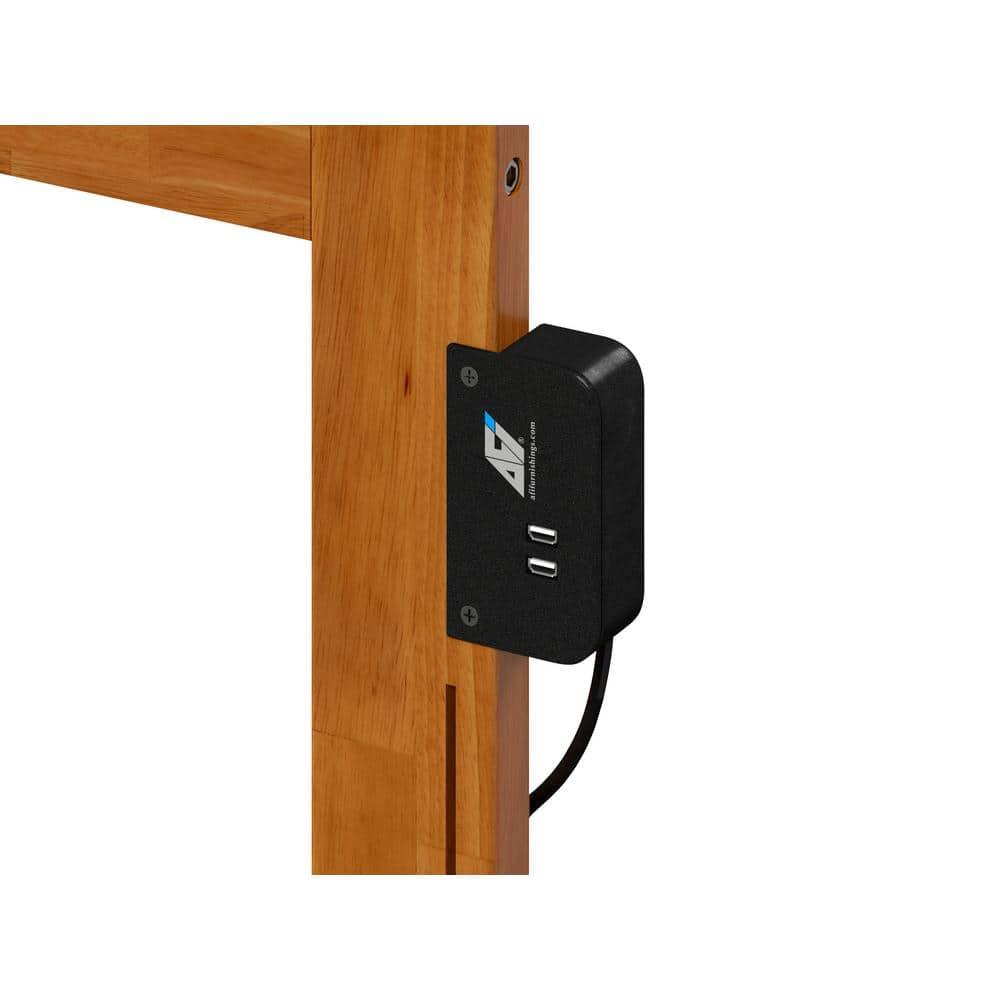 AFI Furnishings Mission Full Solid Wood Headboard with Attachable Charger in Light Toffee