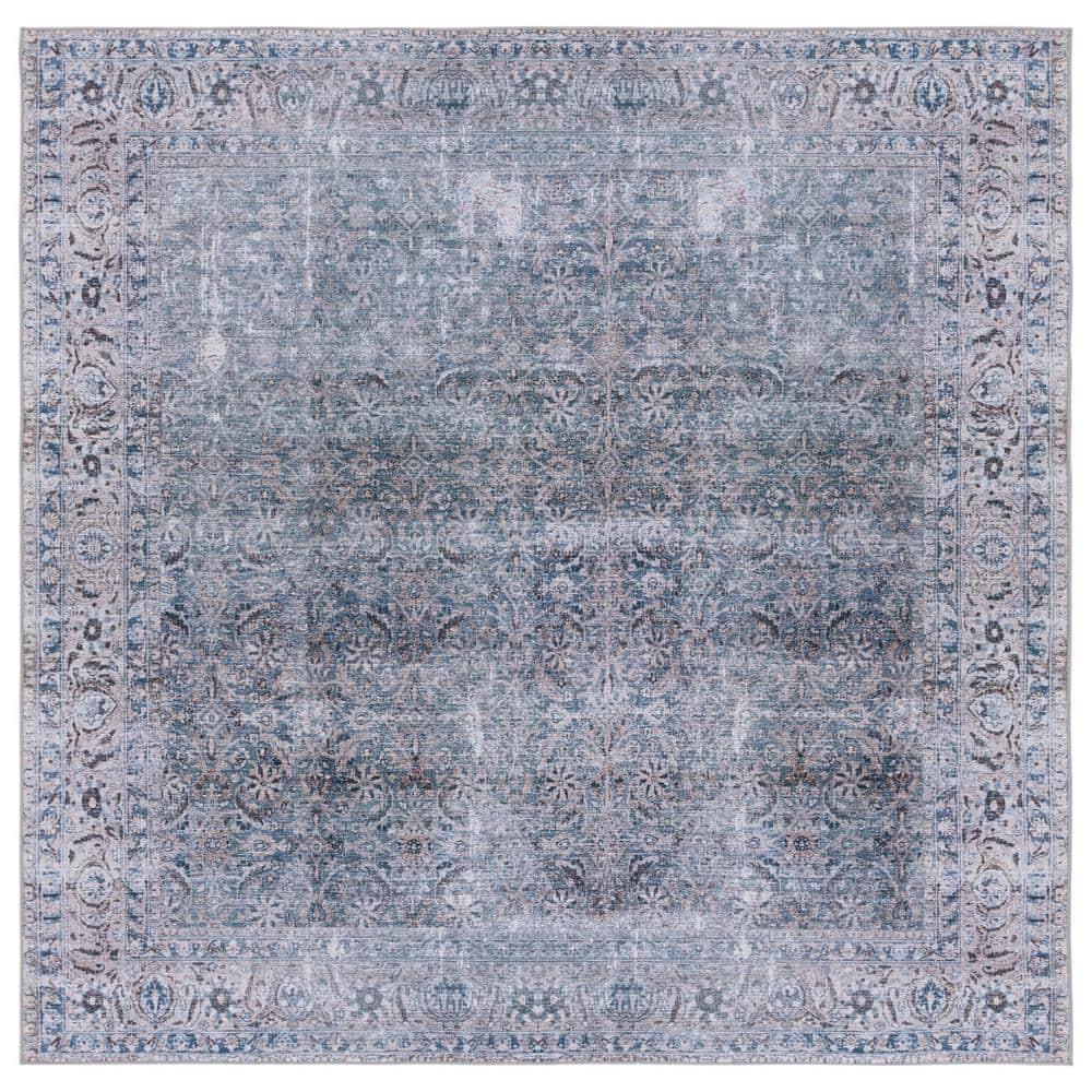 Tucson TSN134 Power Loomed Machine Washable Area Rug - Green Blue/Beige - 6'x6' - Safavieh.