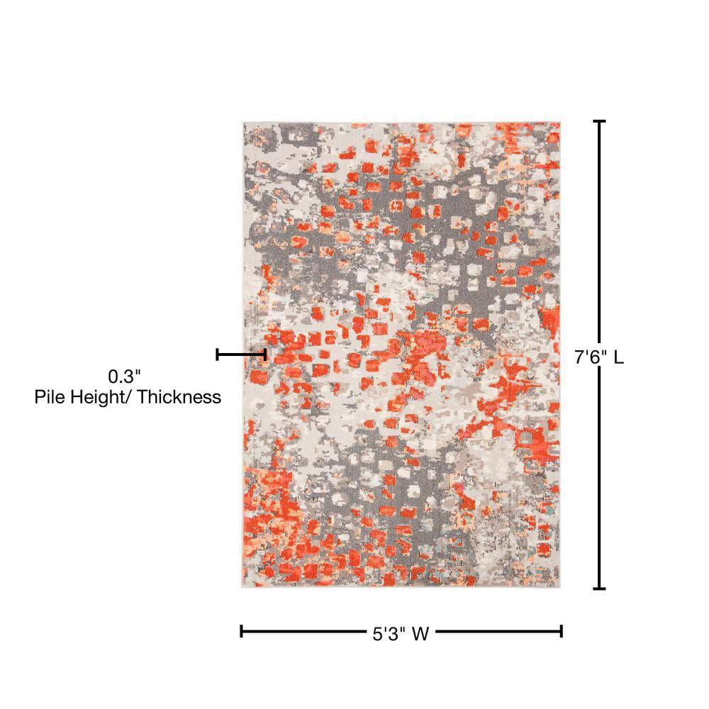 Madison MAD425 Power Loomed Area Rug - Grey/Orange - 5'3"x7'6" - Safavieh.