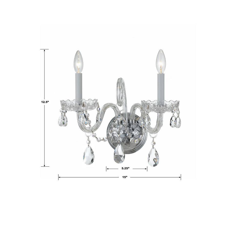 Crystorama Lighting Traditional Crystal 2 - Light Sconce in  Polished Chrome