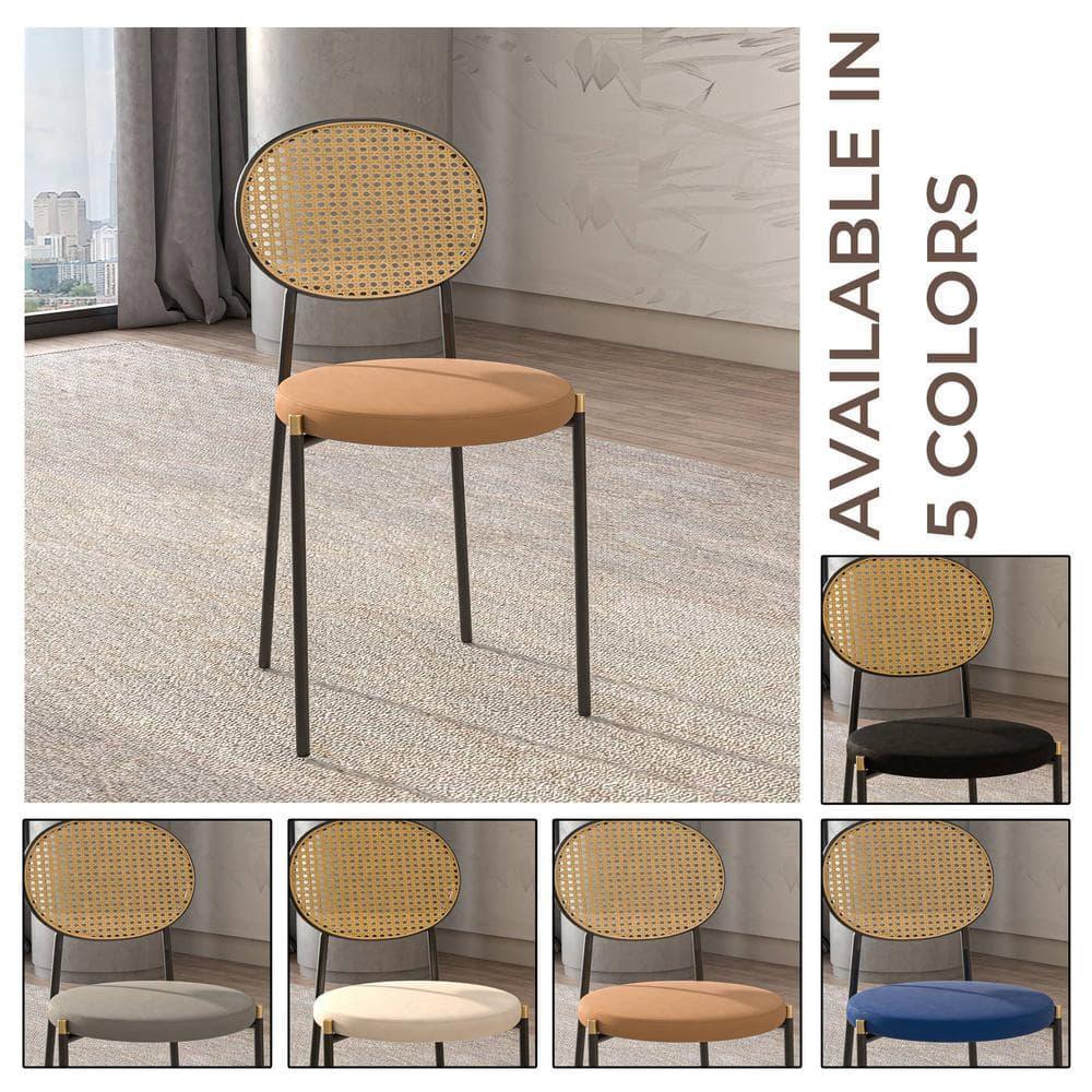 LeisureMod Euston Set of 2 Modern Dining Chairs with Wicker Back and Velvet Seat, Indoor Kitchen, Dining Room, Home, Contemporary Side Chair Seating
