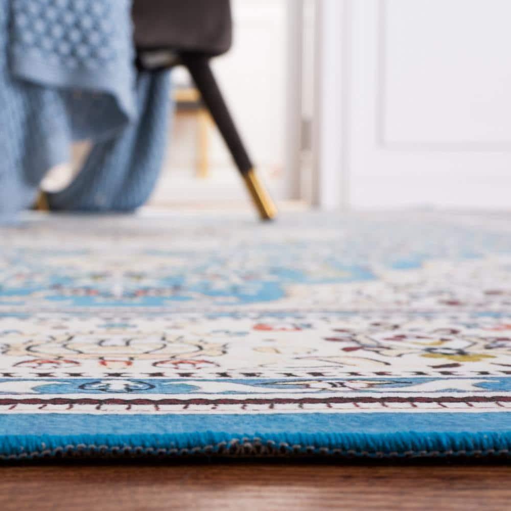 Tucson TSN136 Power Loomed Machine Washable Area Rug - Turquoise/Beige - 6'x6' - Safavieh.
