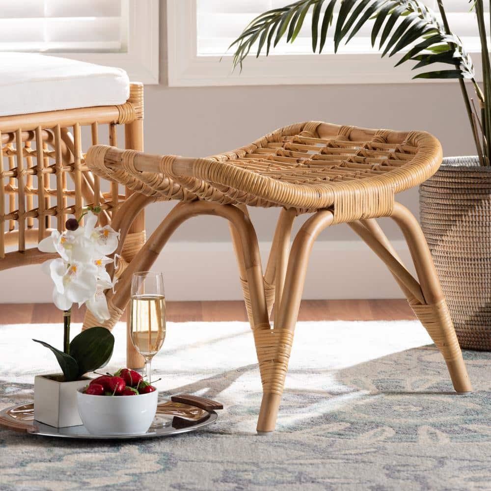 Bernardo Rattan Ottoman Brown/Natural - bali & pari