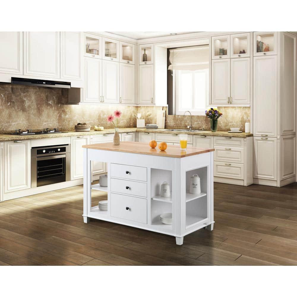 Medley White Kitchen Island with Slide Out Table