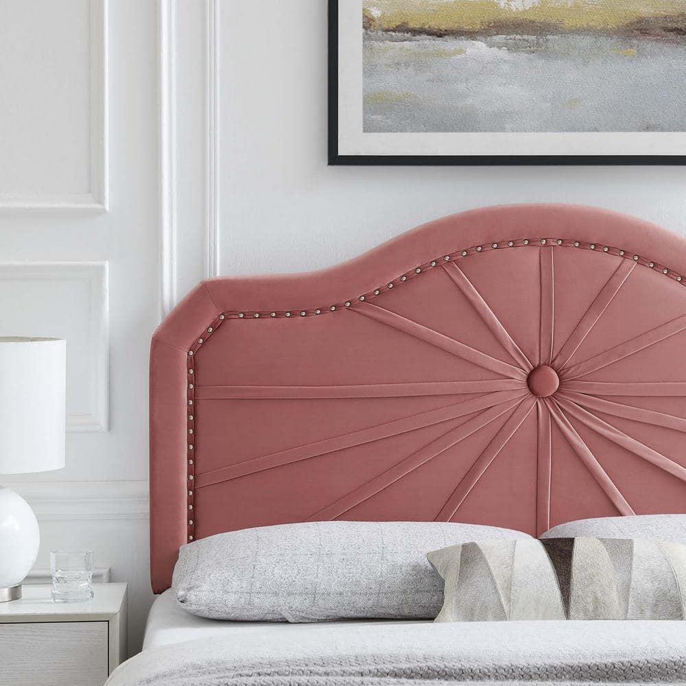 Modway Kristin Pleated Velvet King/California King Headboard in Dusty Rose