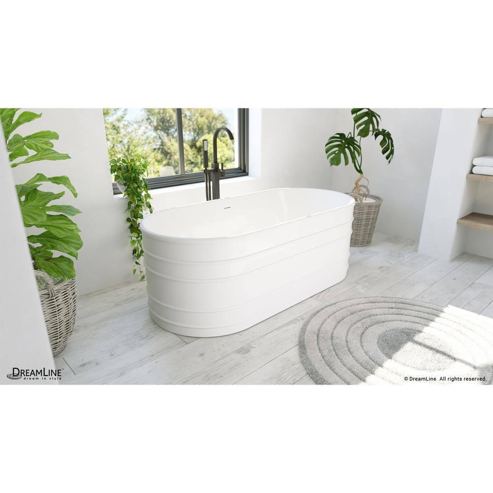 Infinity Z 67-inch White Acrylic Oval Freestanding Soaking Bathtub