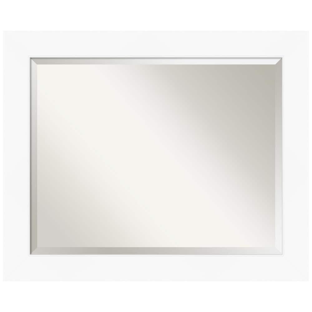 Amanti Art Beveled Bathroom Wall Mirror - Cabinet White Frame Outer Size: 33 x 27 in