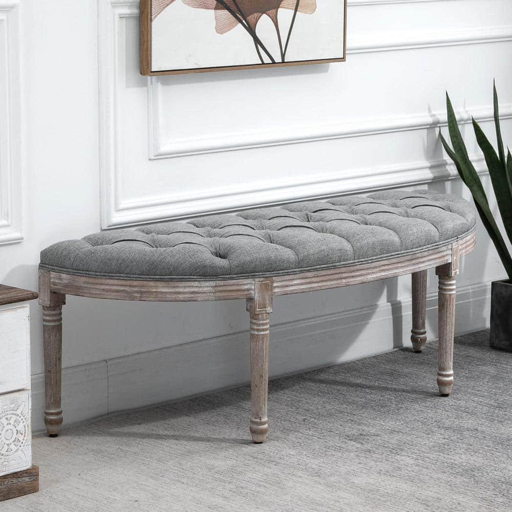 HomCom Upholstered & Tufted Bench, Grey