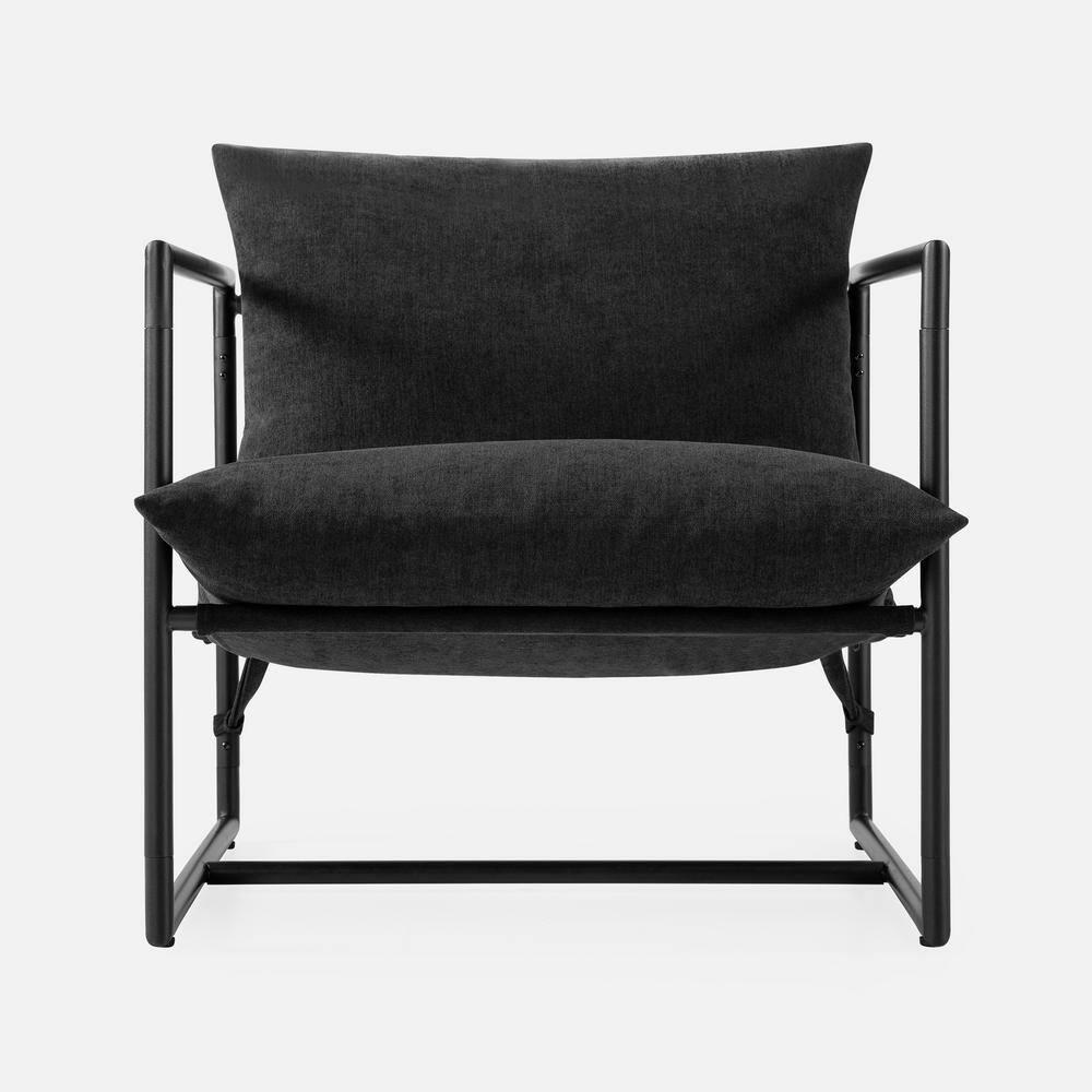 Zinus Aidan Metal Framed Sling Indoor Accent Chair, Black