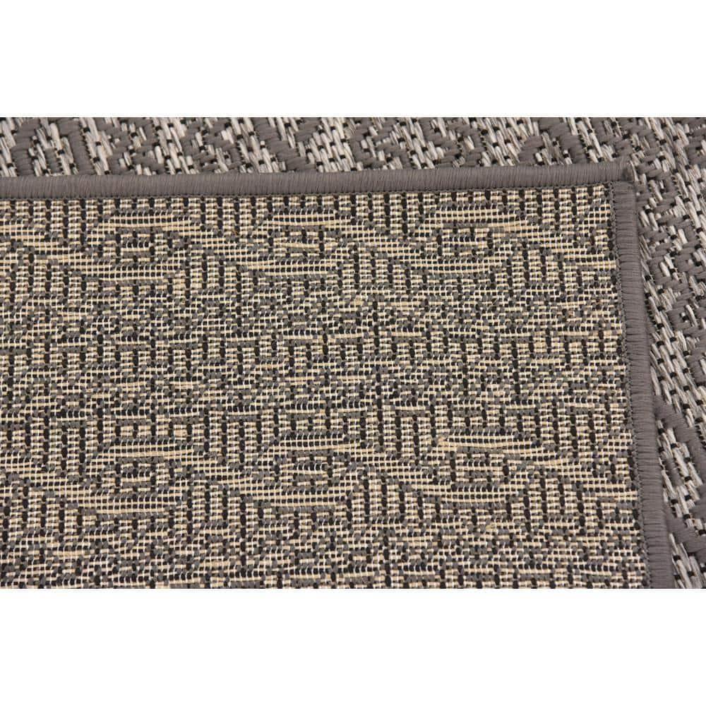 Unique Loom 6' 0 x 6' 0 Square Gray Outdoor Modern Links Area Rug