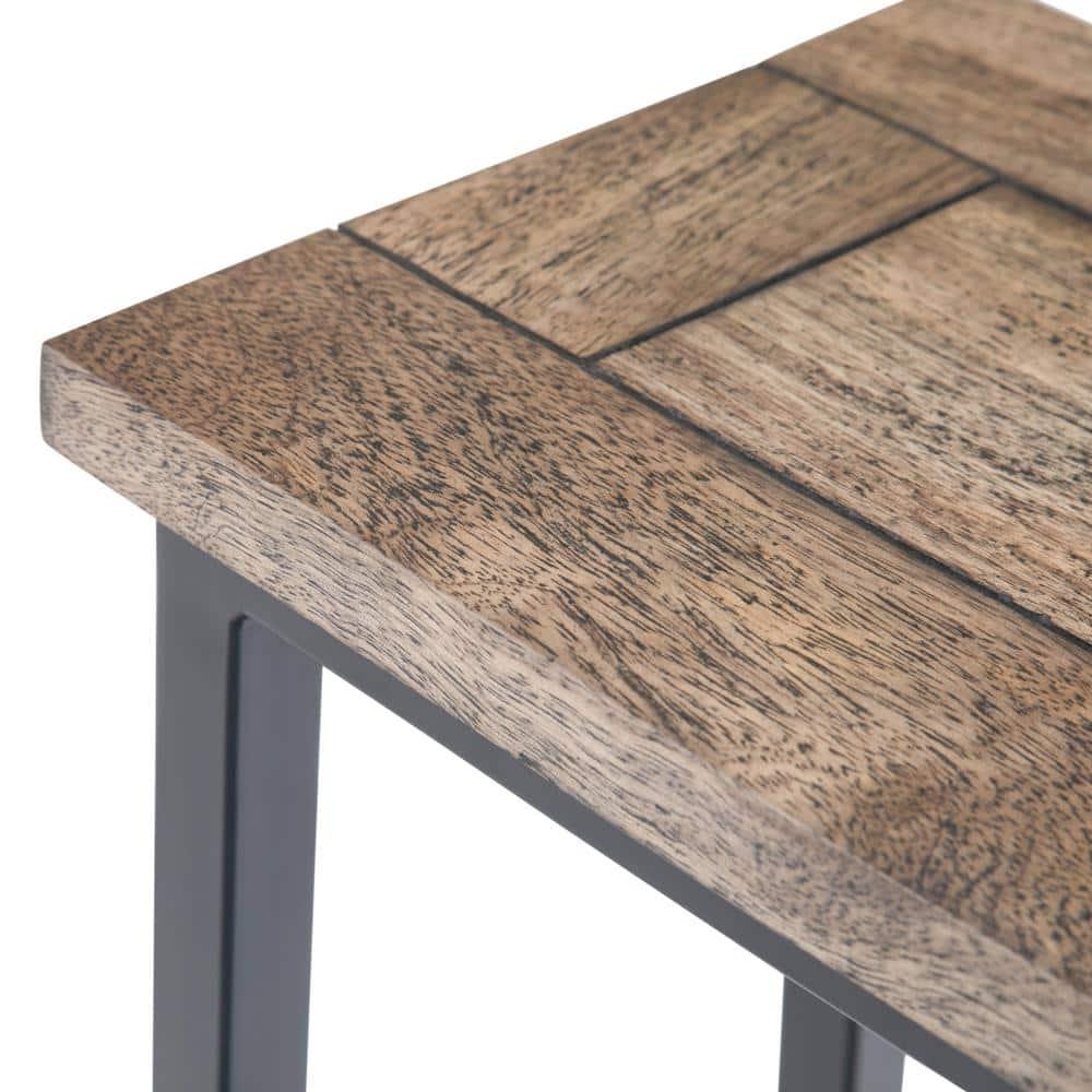 Simpli Home Skyler Solid Wood C Side End Accent Table