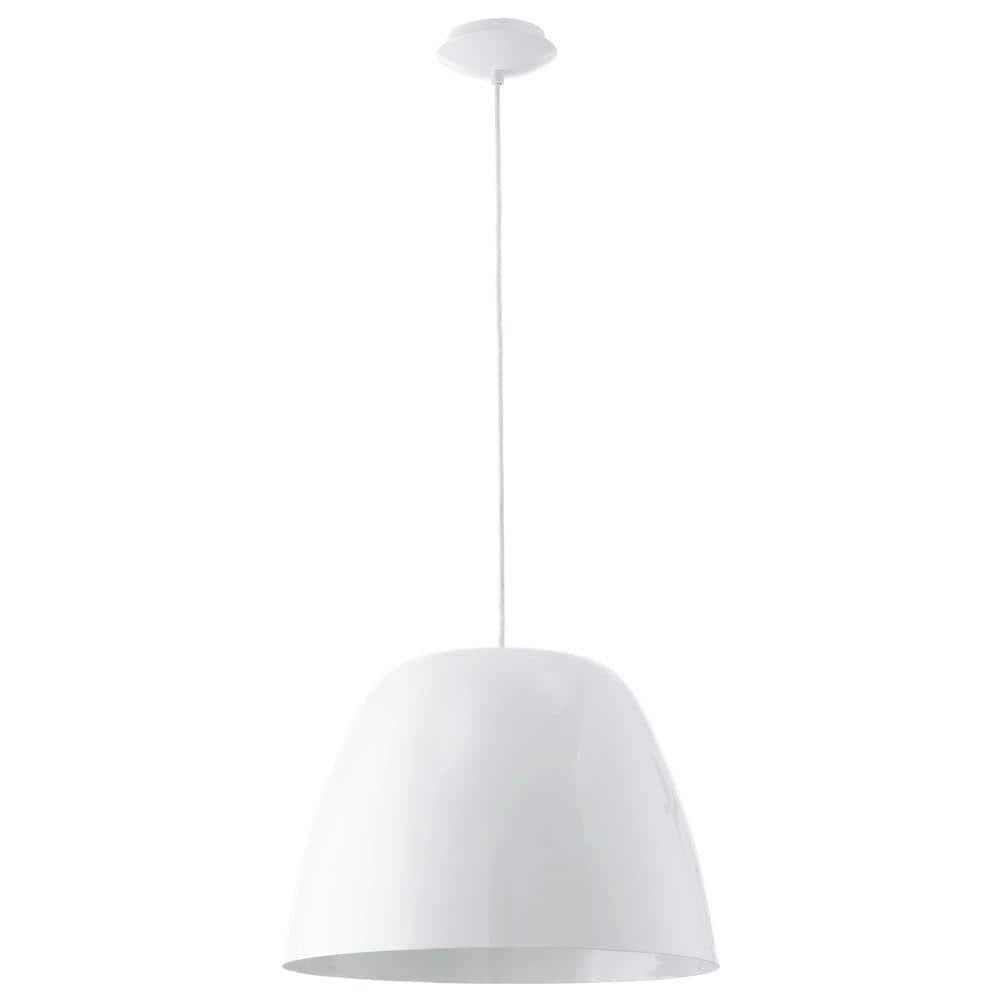 Glossy White Glass Bowl Pendant Light with LED Option