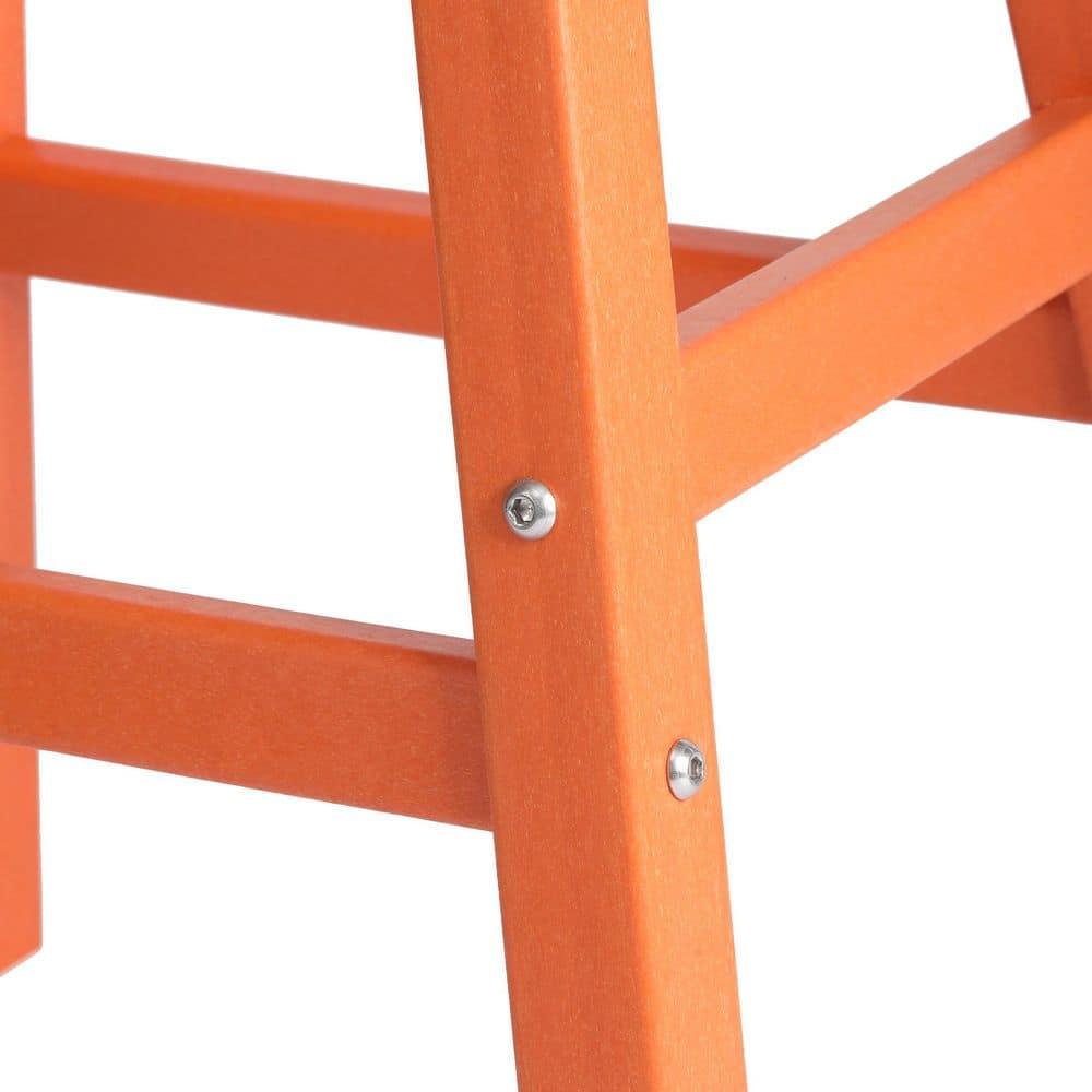 Franklin Orange 29 in. Poly HDPE Fade Resistant Outdoor Patio Saddle Seat Pub Height Bar Stool