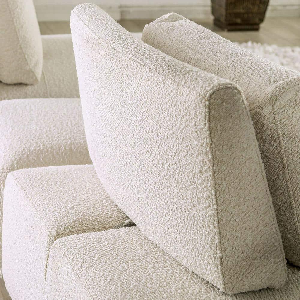 HOMES: Inside + Out 5pc Povoa 159" Modular Curved Sectional Sofa Modern Boucle with Extendable Backrest Beige