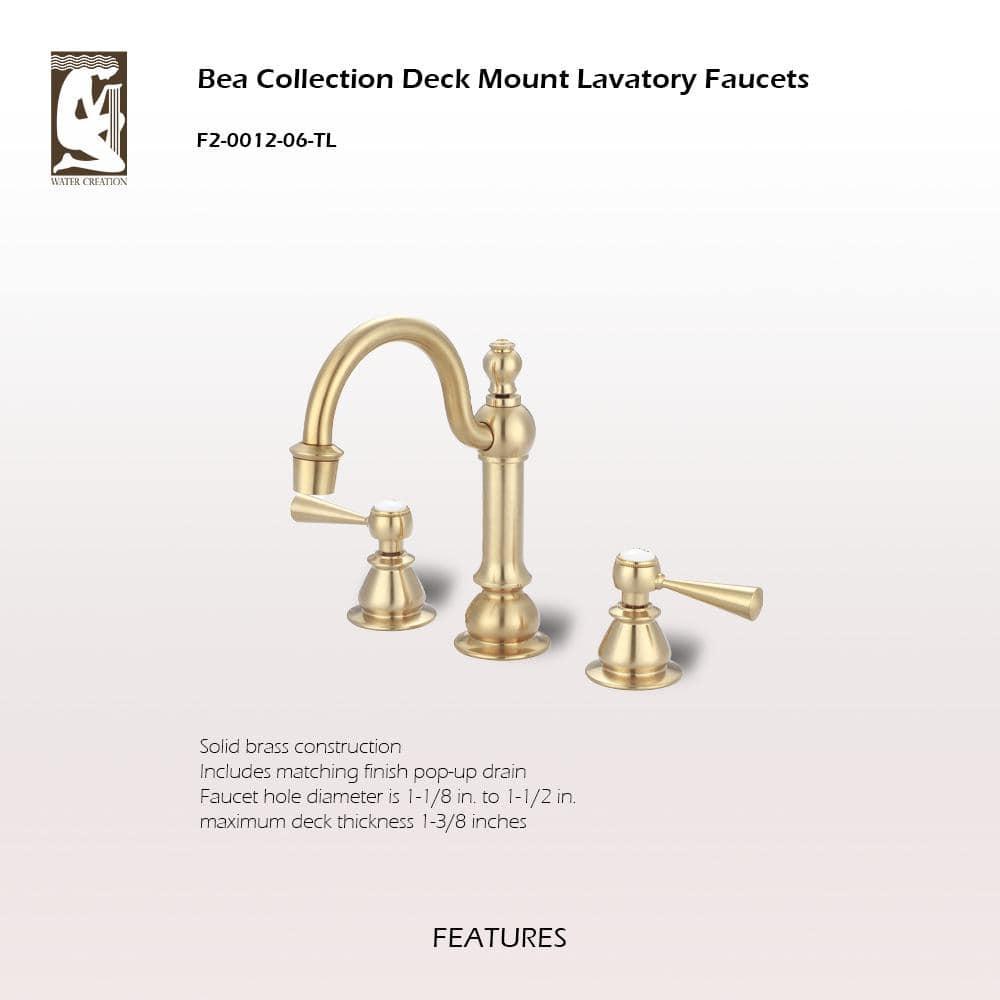 Water Creation  Satin Brass High Arc Torch Lever Handle True Brass Lavatory Faucet