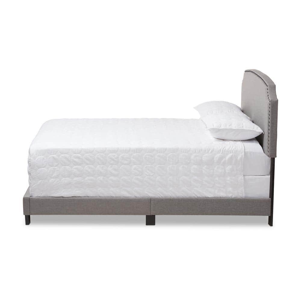 Queen Odette Upholstered Bed with Nailhead Trim - Baxton Studio: Hardwood Frame, Polyester Fill