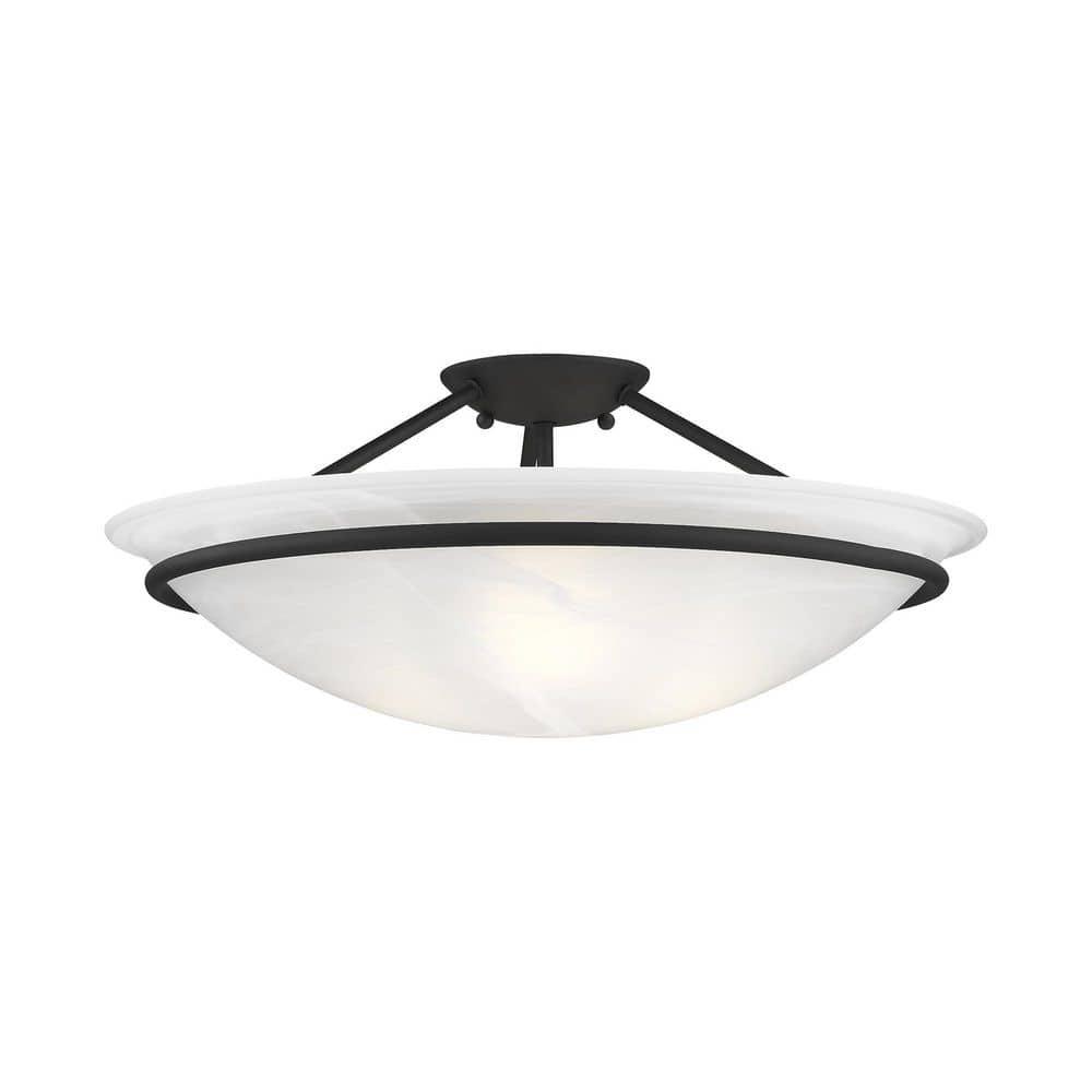 Livex Lighting Newburgh 3 - Light Semi-Flush Mount in  Black