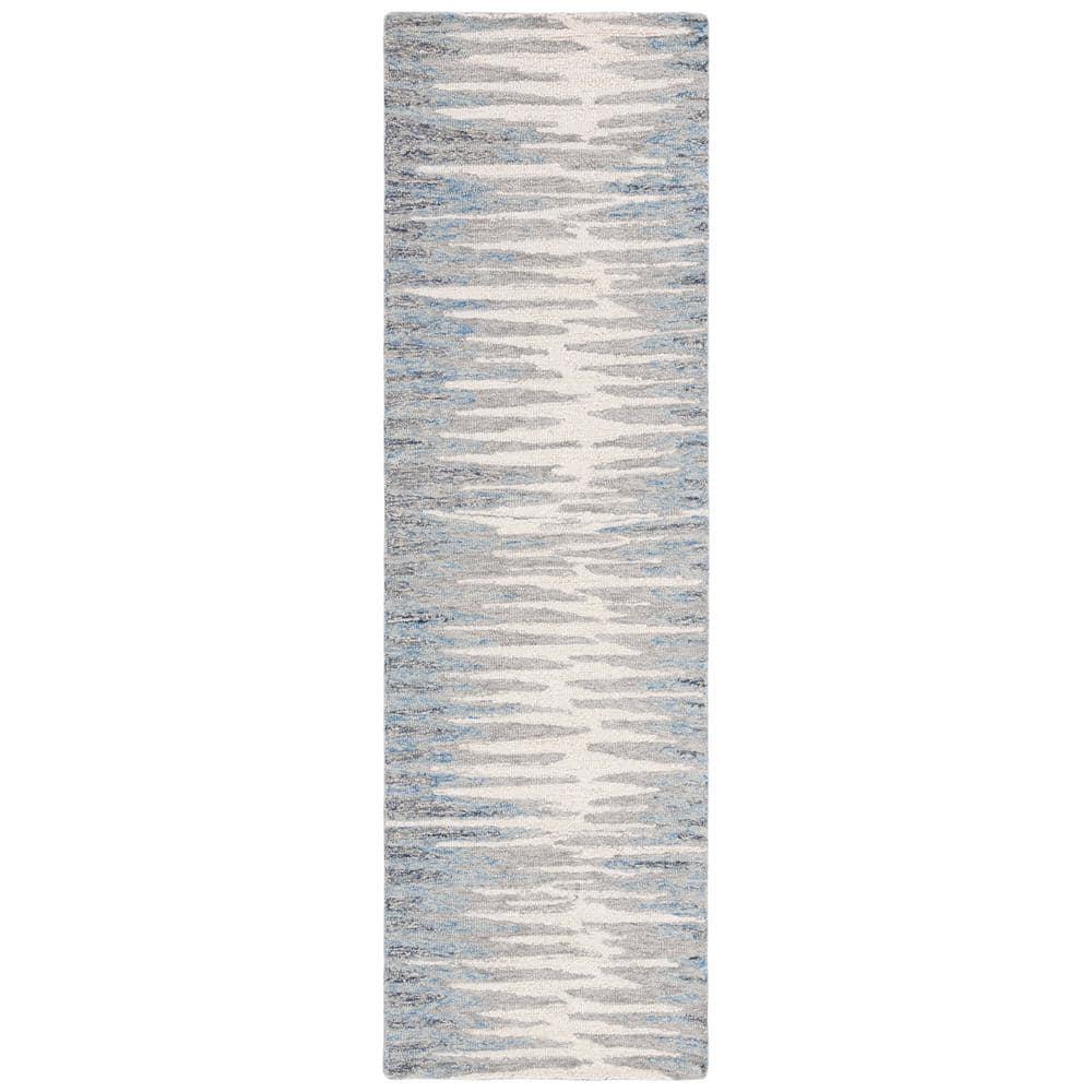Abstract ABT926 Handmade Indoor Runner - Ivory/Dark Blue - 2'-3"x8' - Safavieh