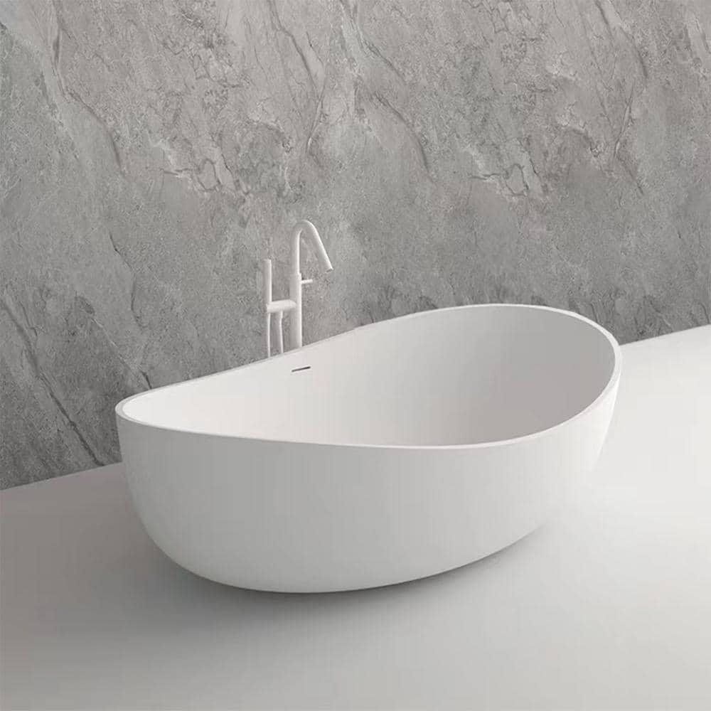 Vanity Art 63" x 37" Freestanding Soaking Stone Bathtub VA6918-ML