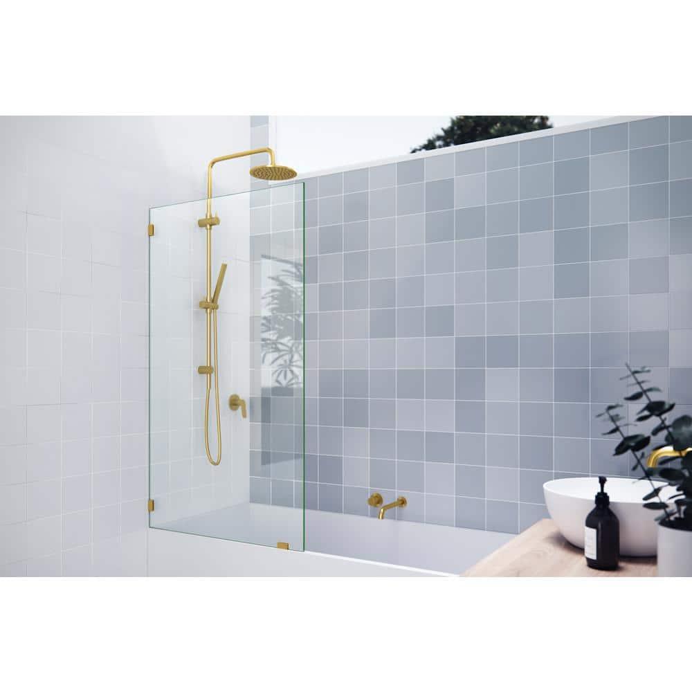 Vela 34 in. x 58.25 in. Frameless Single Fixed Bath Panel