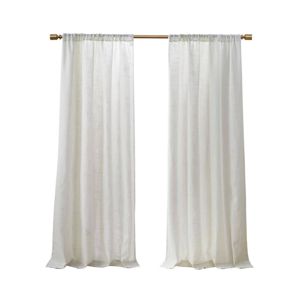 Madison Park Kyler White Linen Blend Light Filtering Curtain Panel Pair 52x84" (Set of 2)