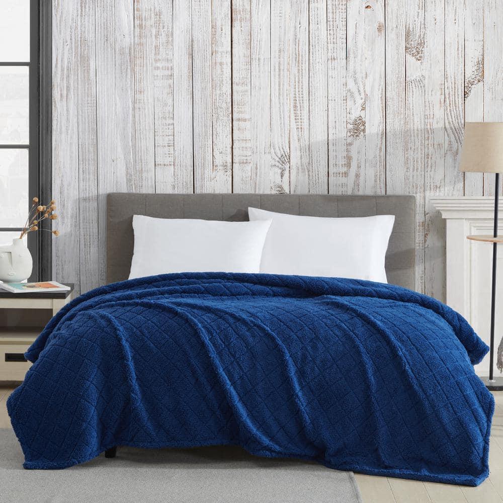 Coleman Diamond Embossed Sherpa Plush Throw Blanket/Coverlet
