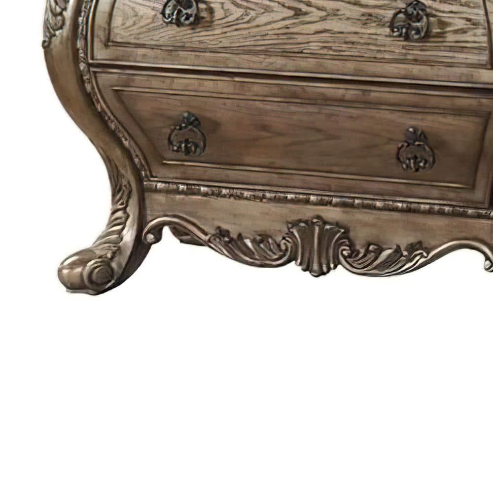 38" Ragenardus Nightstand Vintage Oak - Acme Furniture: 3 Drawers, Scrolled Legs, No Assembly Required