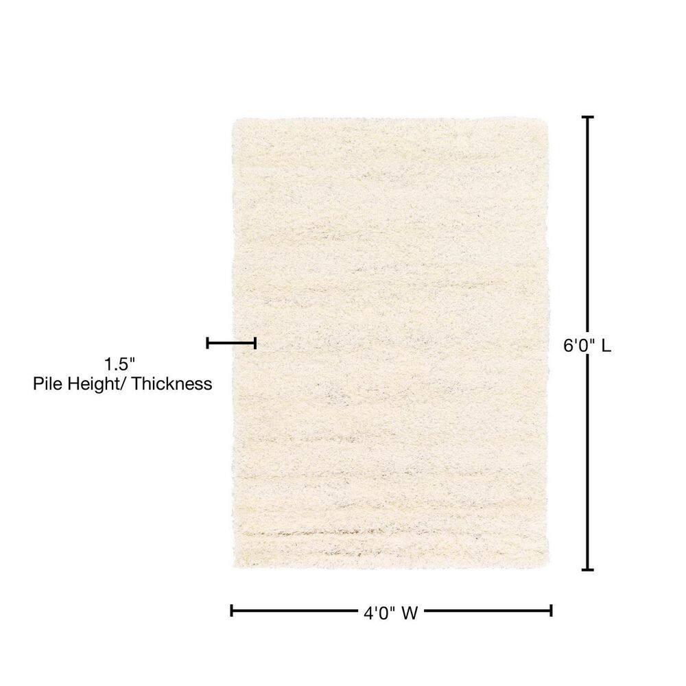 Unique Loom 4' 1 x 6' 1 Solid Shag Snow White Area Rug