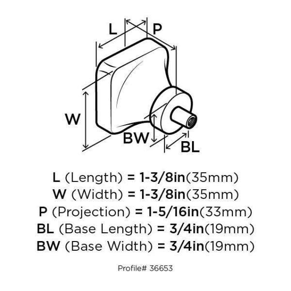 Glacio 1 3/8" Length Square Knob