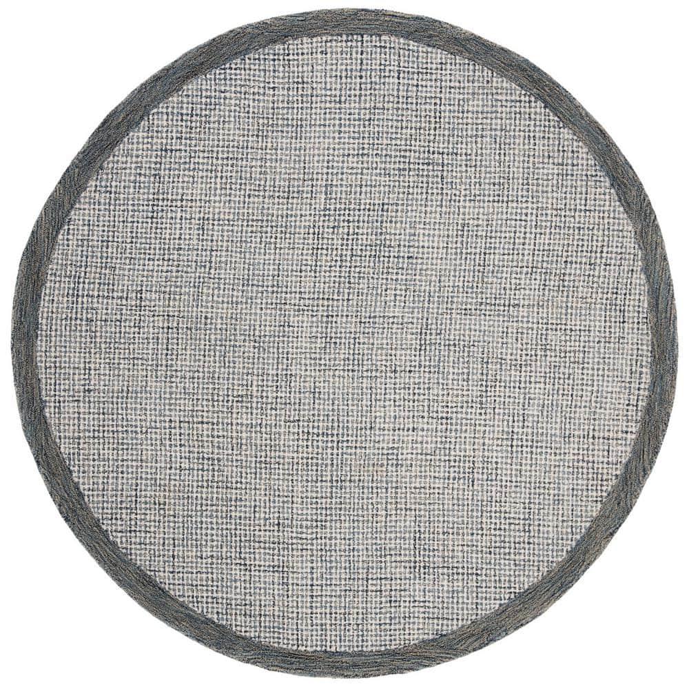 Abstract ABT220 Handmade Indoor Area Rug - Navy/Ivory - 6' Round - Safavieh