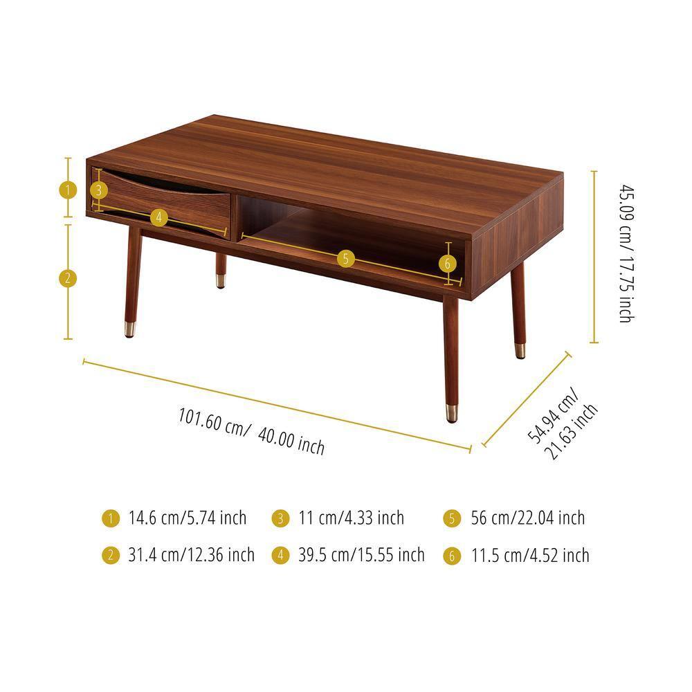 Wrought Studio™ Sabornton 40" Wooden Coffee Table with Drawer, Walnut & Reviews | Wayfair
