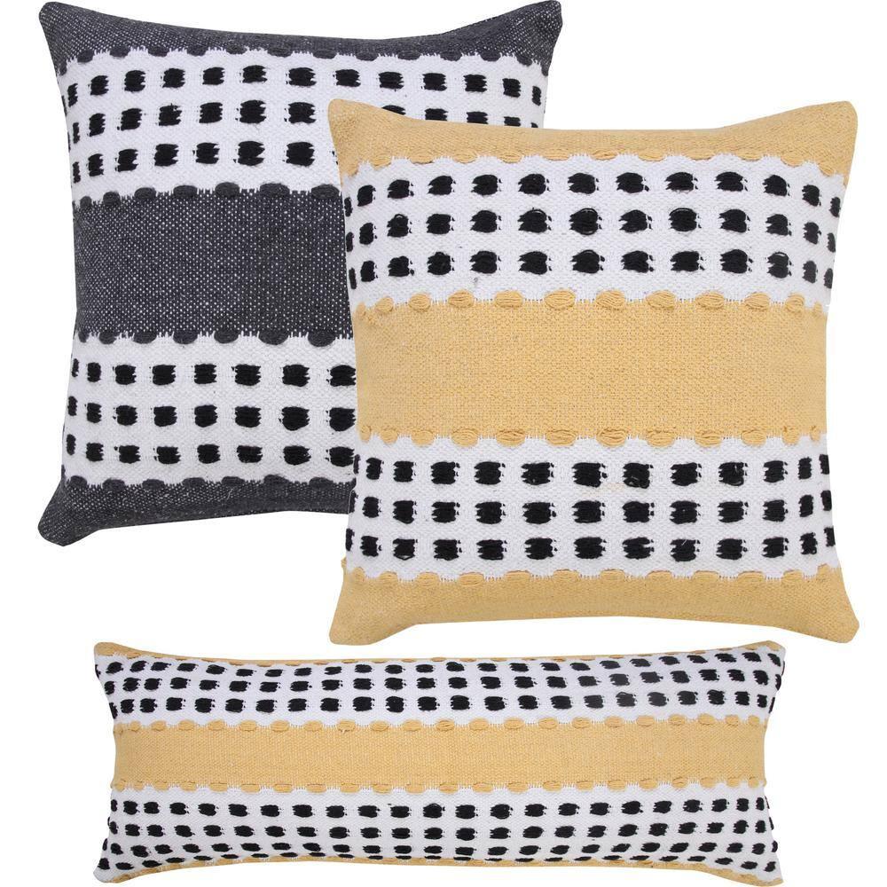 LR Home Metropolitan Woven Dash Grid Striped Throw Pillow